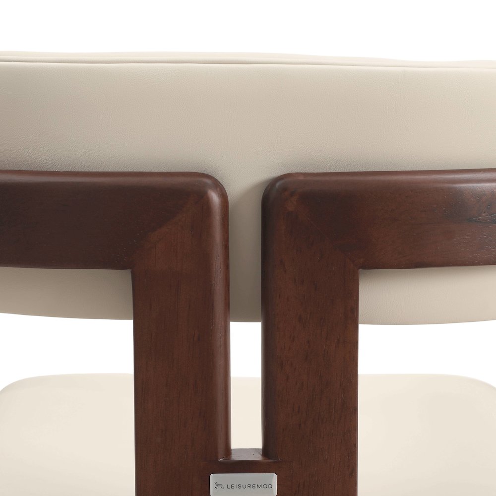Velo Series Modern Dining Chair in Walnut Color Wood with Toupe Seat