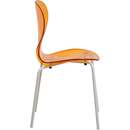 Modern Oyster Transparent Side Chair in White Base