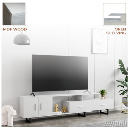 Avery Mid-Century Modern TV Stand with MDF Cabinet and Powder Coated Steel Legs