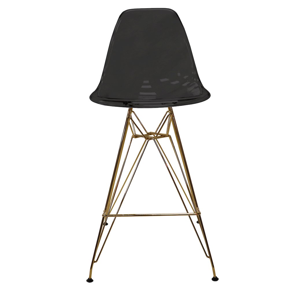 Cresco Counter Height Chair With Eiffel Gold Base In Transparent Black