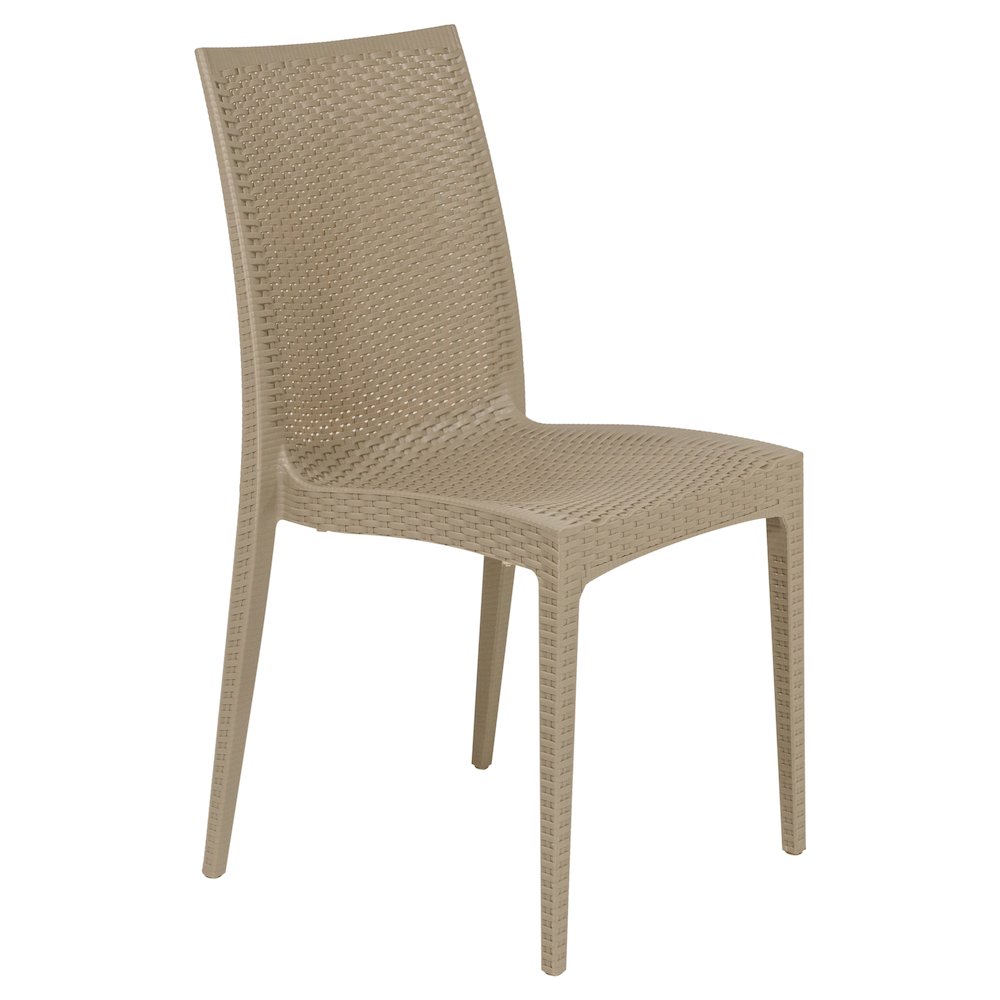 Weave Mace Indoor/Outdoor Armless Dining Chair in Taupe