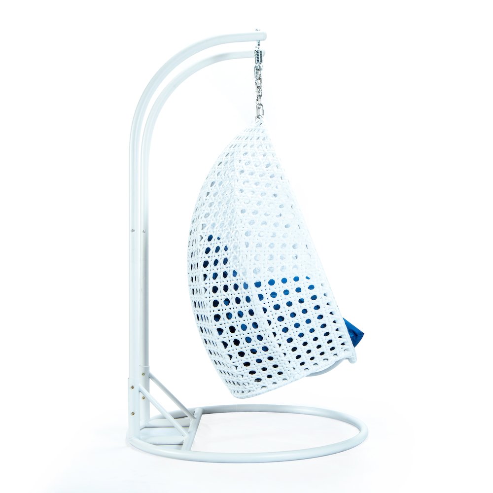 White Wicker Hanging 2 person Egg Swing Chair