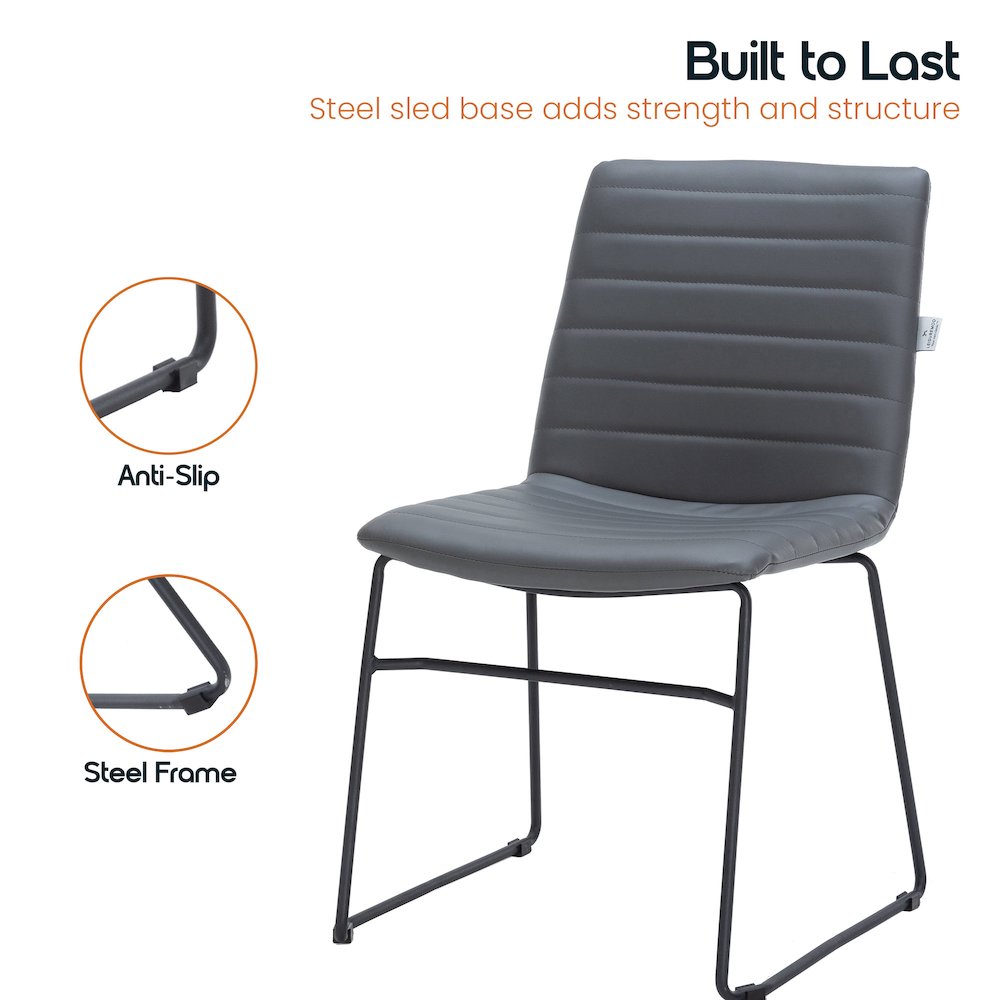 Zylar Series Office Guest Chair in Grey Leather