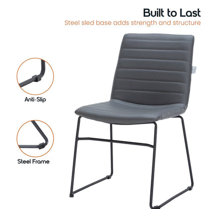 Zylar Series Office Guest Chair in Grey Leather