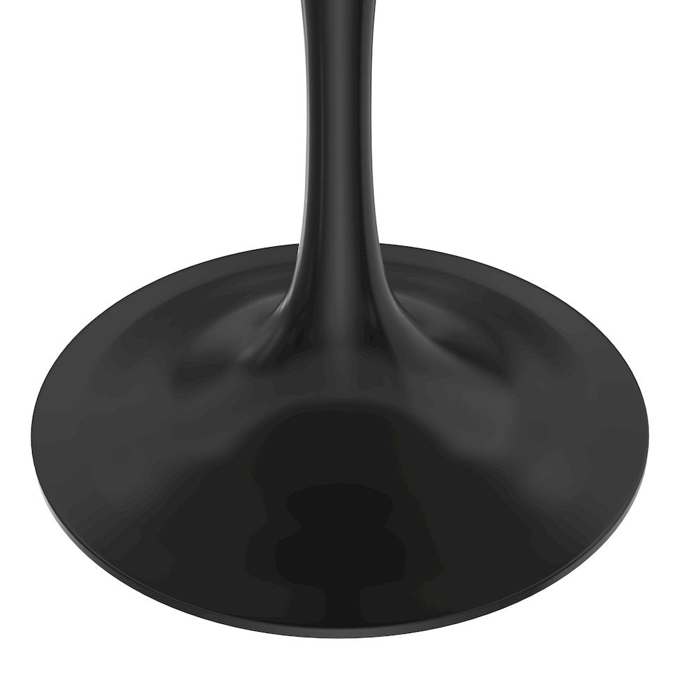 Verve Collection 48 Round Dining Table, Black Base with Sintered Stone White Top