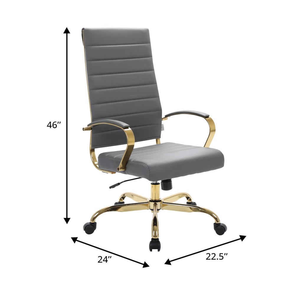 Benmar High-Back Leather Office Chair With Gold Frame