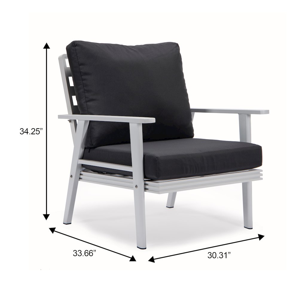 Walbrooke Outdoor Patio White Aluminum Armchairs With Cushions Set in Charcoal