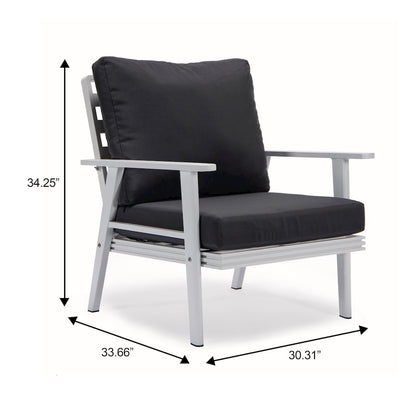 Walbrooke Outdoor Patio White Aluminum Armchairs With Cushions Set in Charcoal
