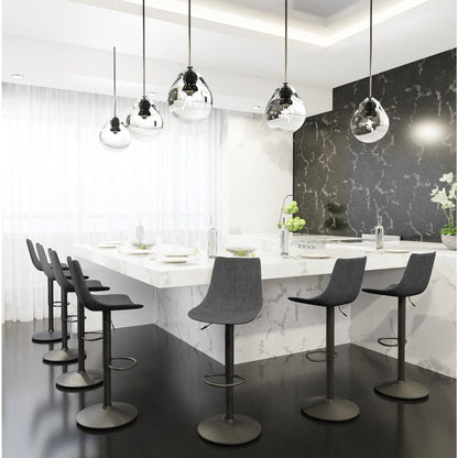 Tilbury Modern Adjustable Bar Stool in Charcoal Black