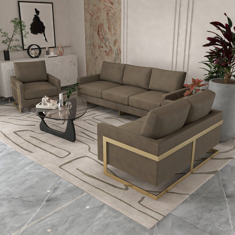 Lincoln Velvet Accent Armchair With Gold Frame