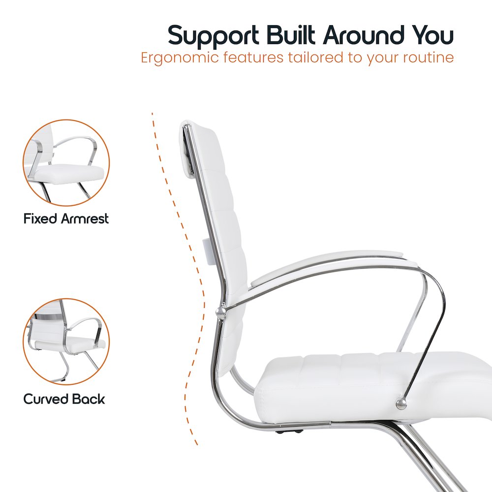 Benmar Home Leather Guest Office Chair in White
