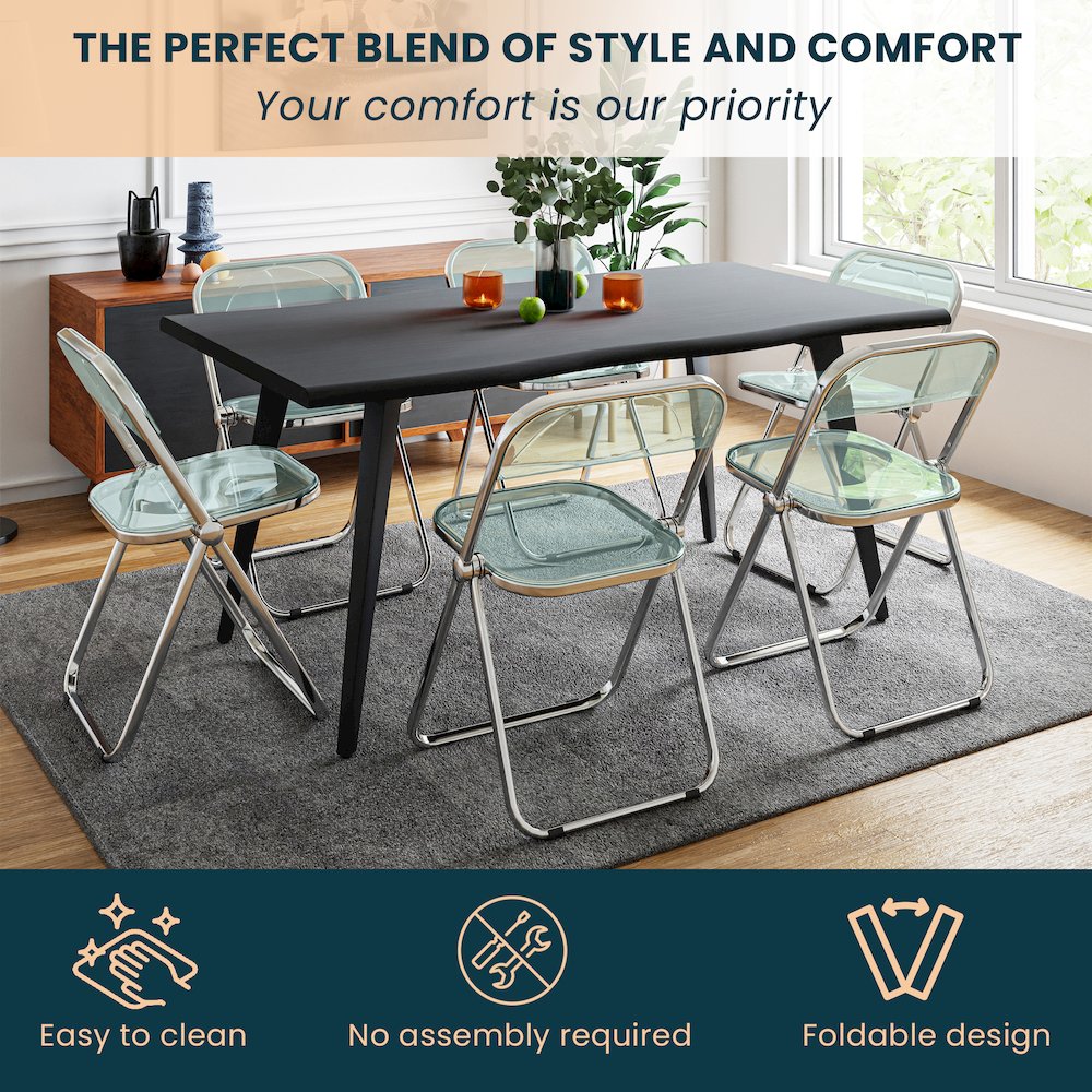 Lawrence Acrylic Folding Chair With Metal Frame, Set of 4