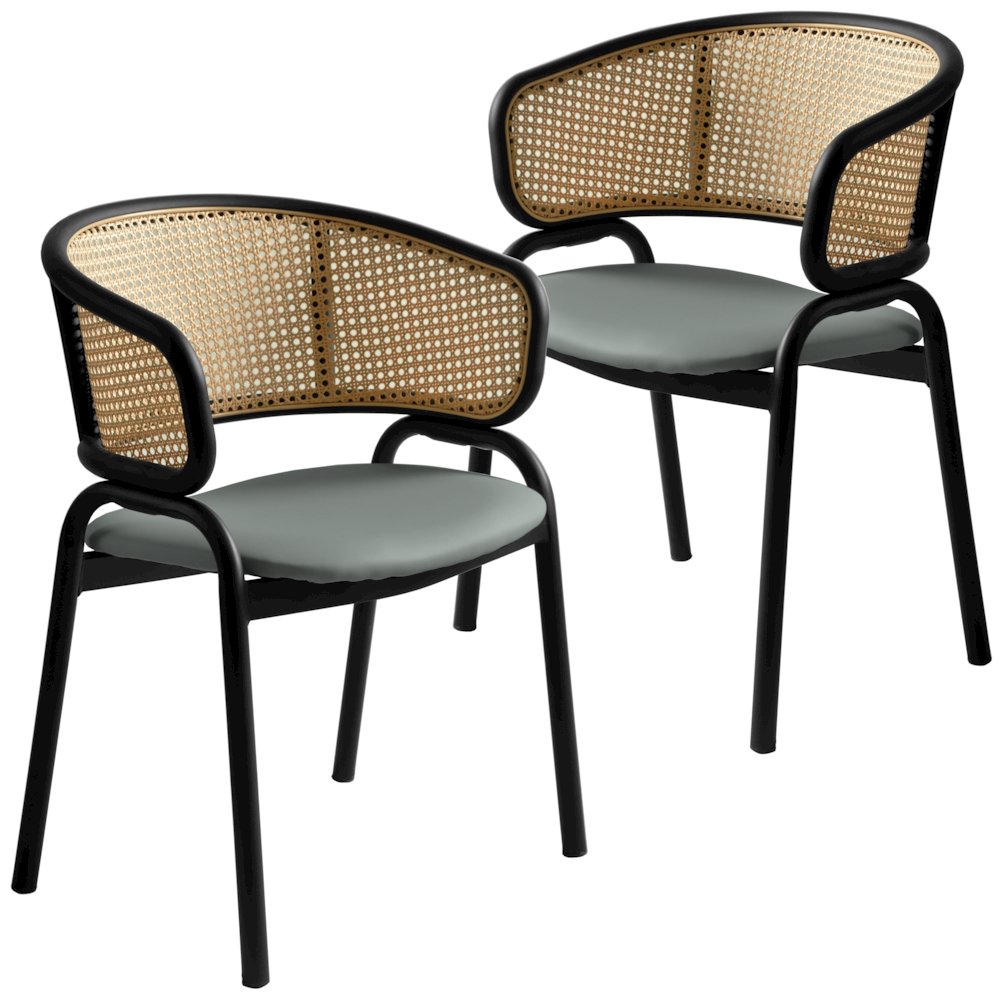 Ervilla - Dining Chair - Grey Leather - Set of 2