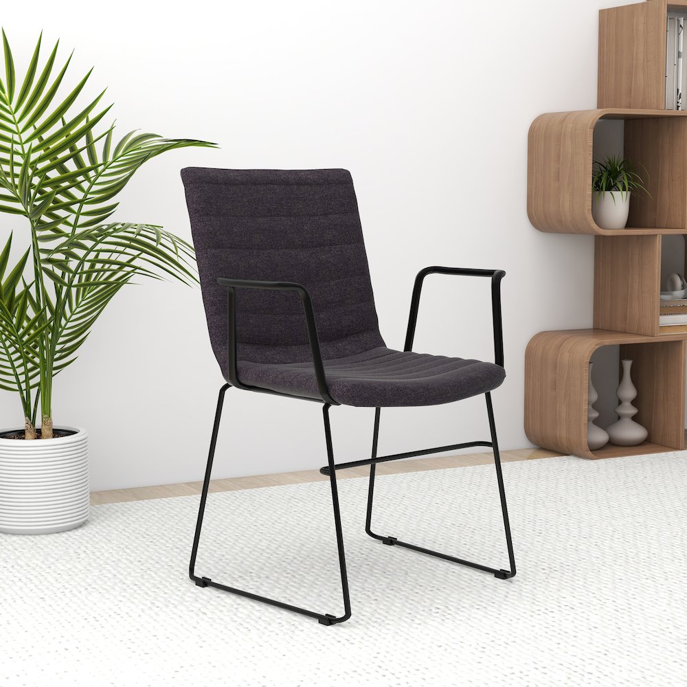 Zylar Series Office Guest Arm Chair in Brown Fabric