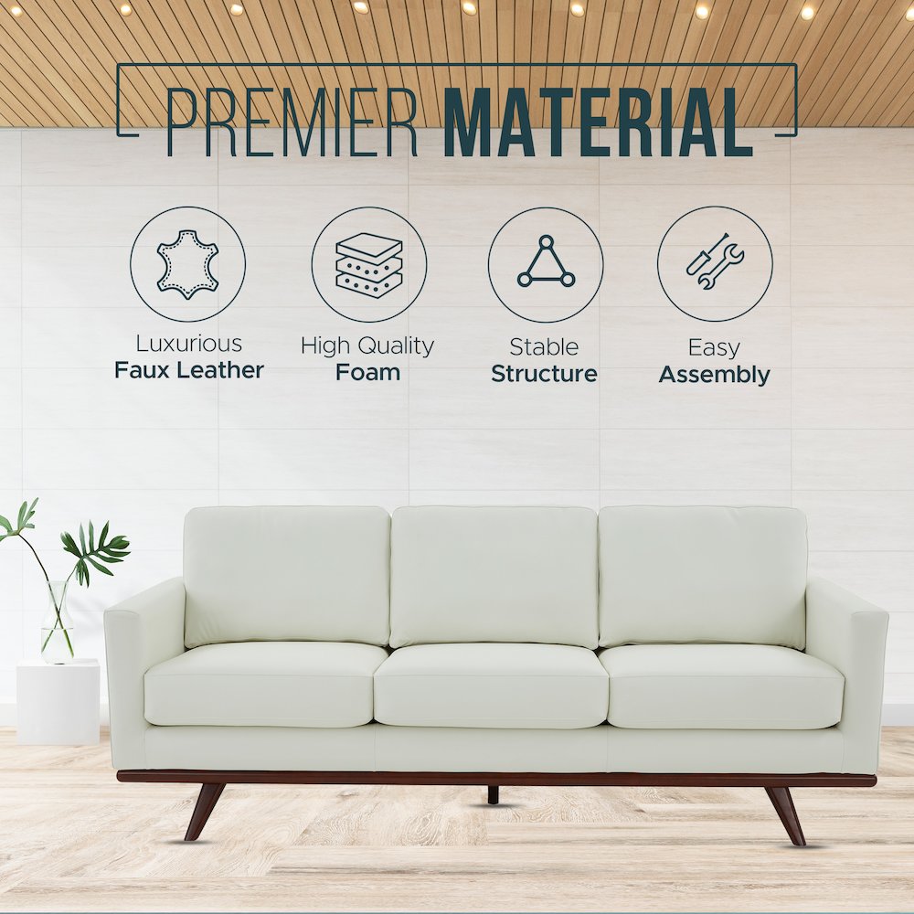Chester Modern Leather Sofa With Birch Wood Base