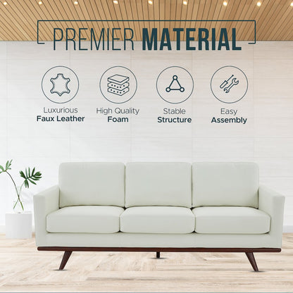 Chester Modern Leather Sofa With Birch Wood Base