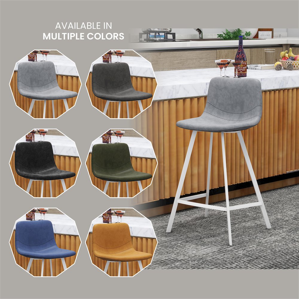 Elland - Counter stool -Light Grey- White base