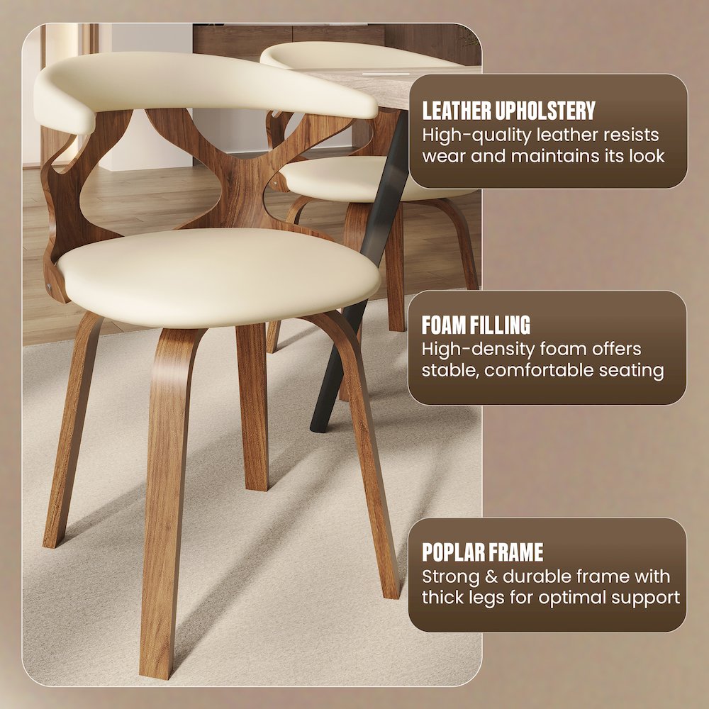 Modern Wooden Dining Chair, Walnut Frame in Taupe Klyne Collection By LeisrueMod