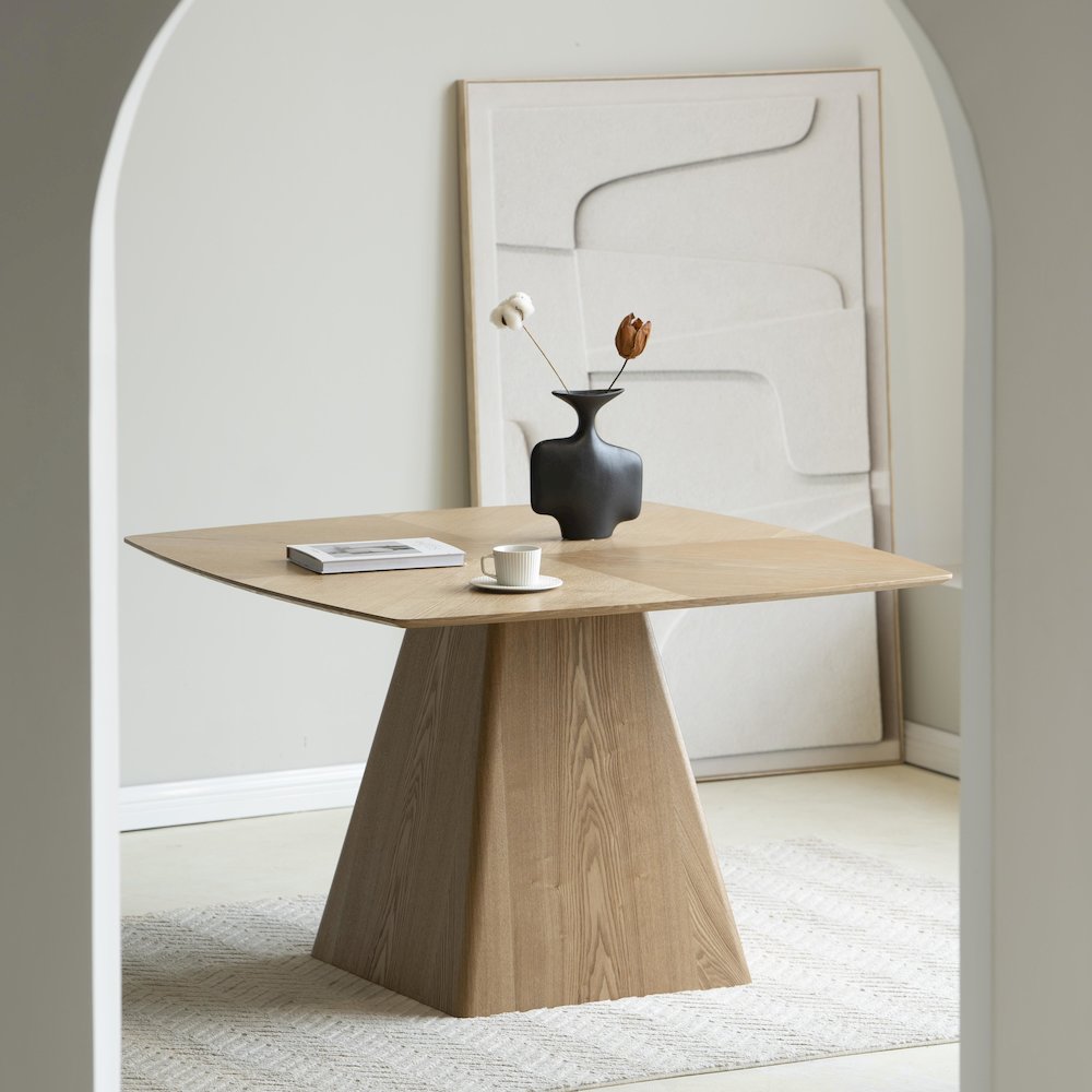 Zephry Collection Modern Dining Wooden Square Dining Table in Natural Wood