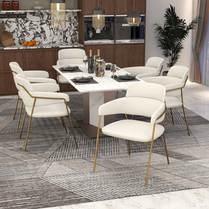 Axis Collection Modern Gold Dining Chair in White - Set of 2