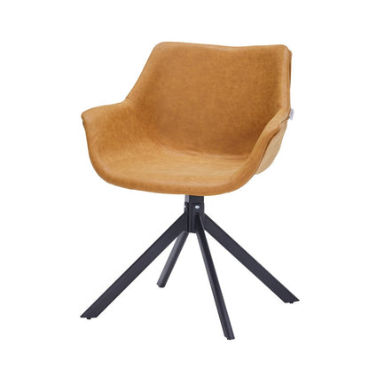 Markley Modern Leather Dining Swival Arm Chair in Light Brown