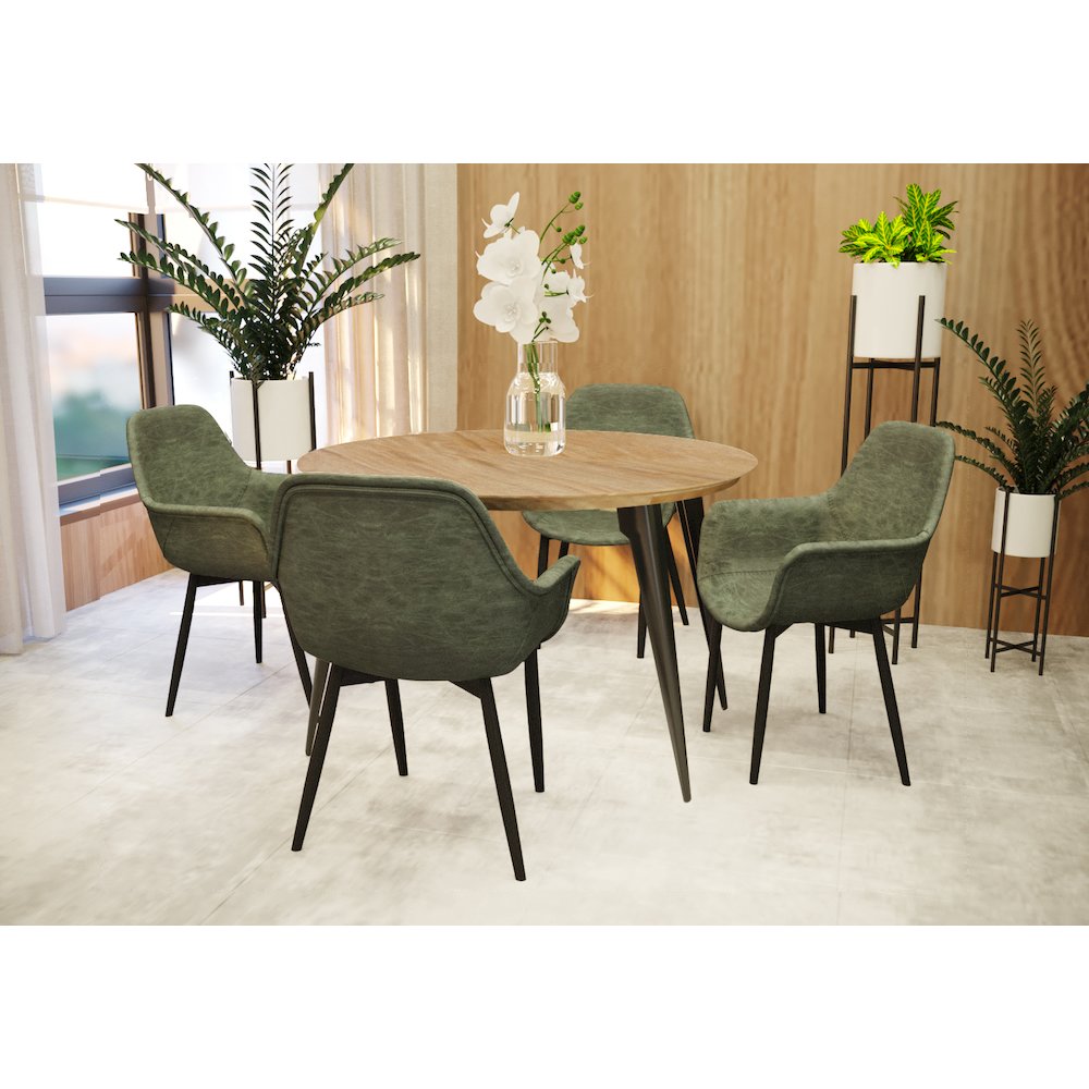 Markley Modern Leather Dining Arm Chair With Metal Legs
