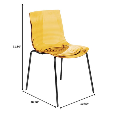 Astor Water Ripple Design Dining Chair in Black Base Orange Seat Set of 4