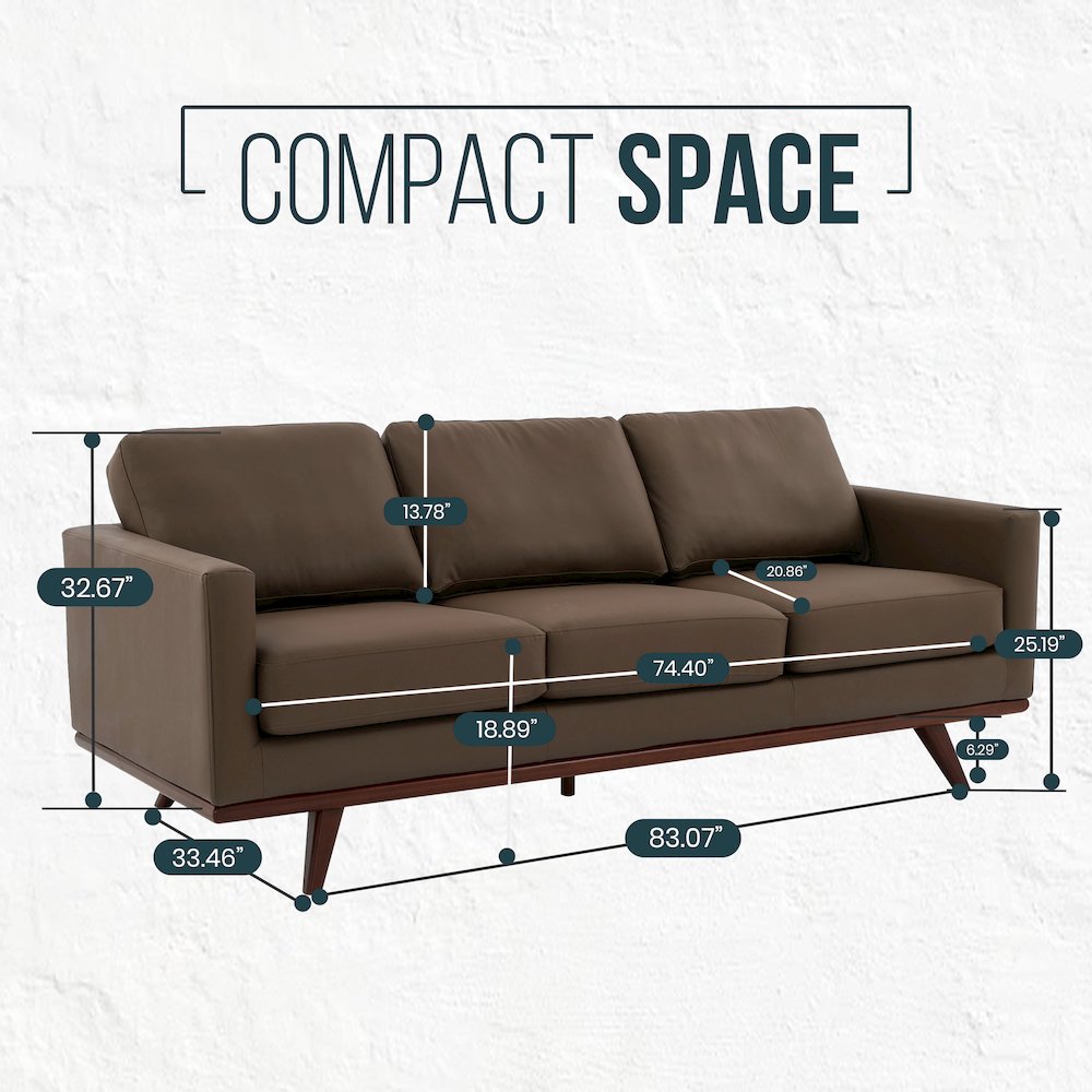 Chester Modern Faux Sofa in Taupe Leather