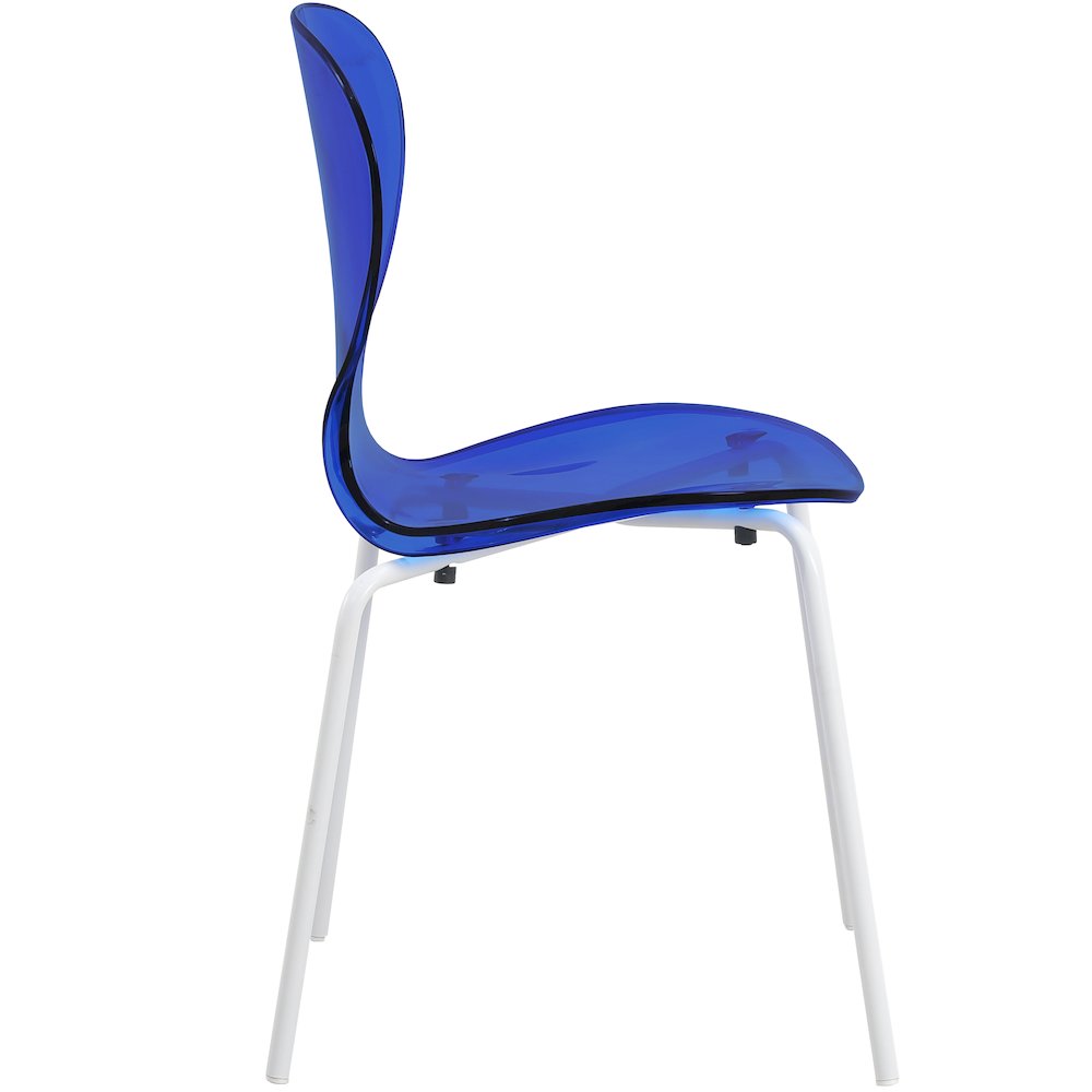 Modern Oyster Transparent Side Chair in White Base