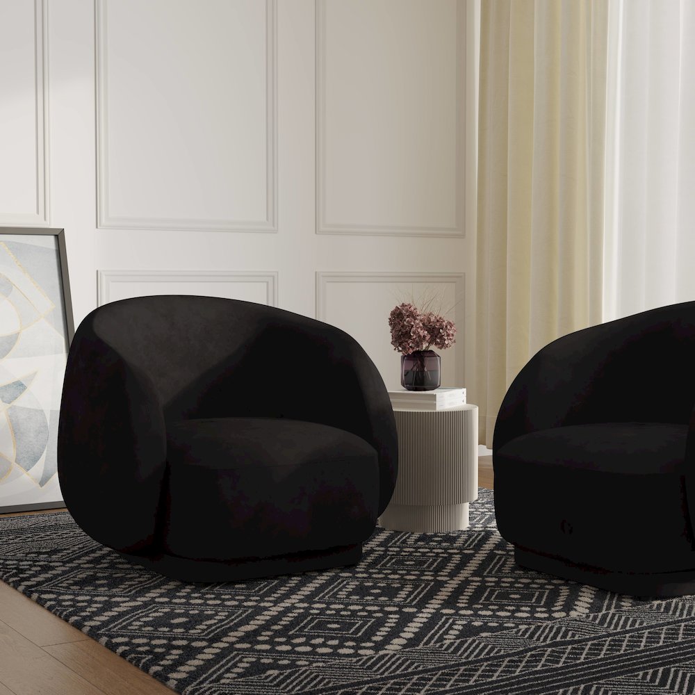 Faze Collection Modern Single Seater Sofa in Black Velvet