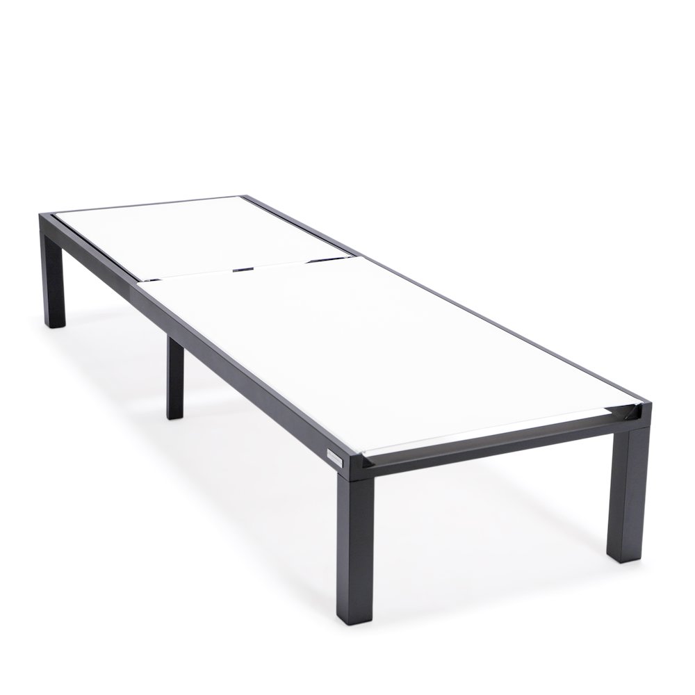Marlin Patio Chaise Lounge Chair With Black Aluminum Frame, Set of 2 in White
