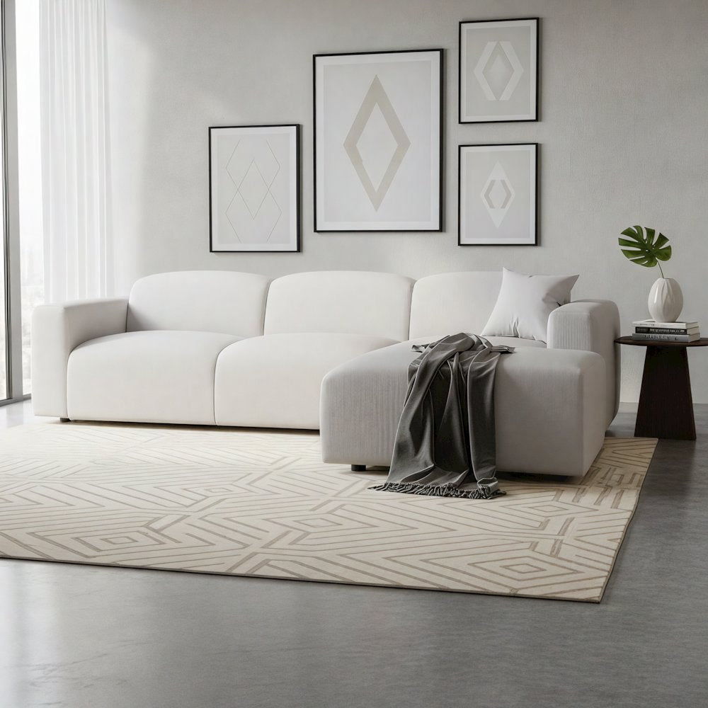 Whisper 4-Seater Conversation Set With a Chaise Lounge Chair in Beige
