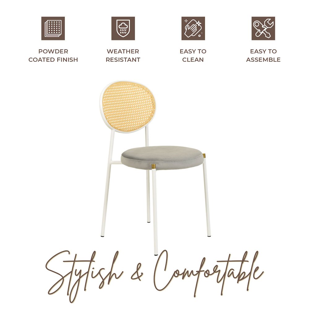 Euston Collection Modern Dining Chair White Frame In Grey