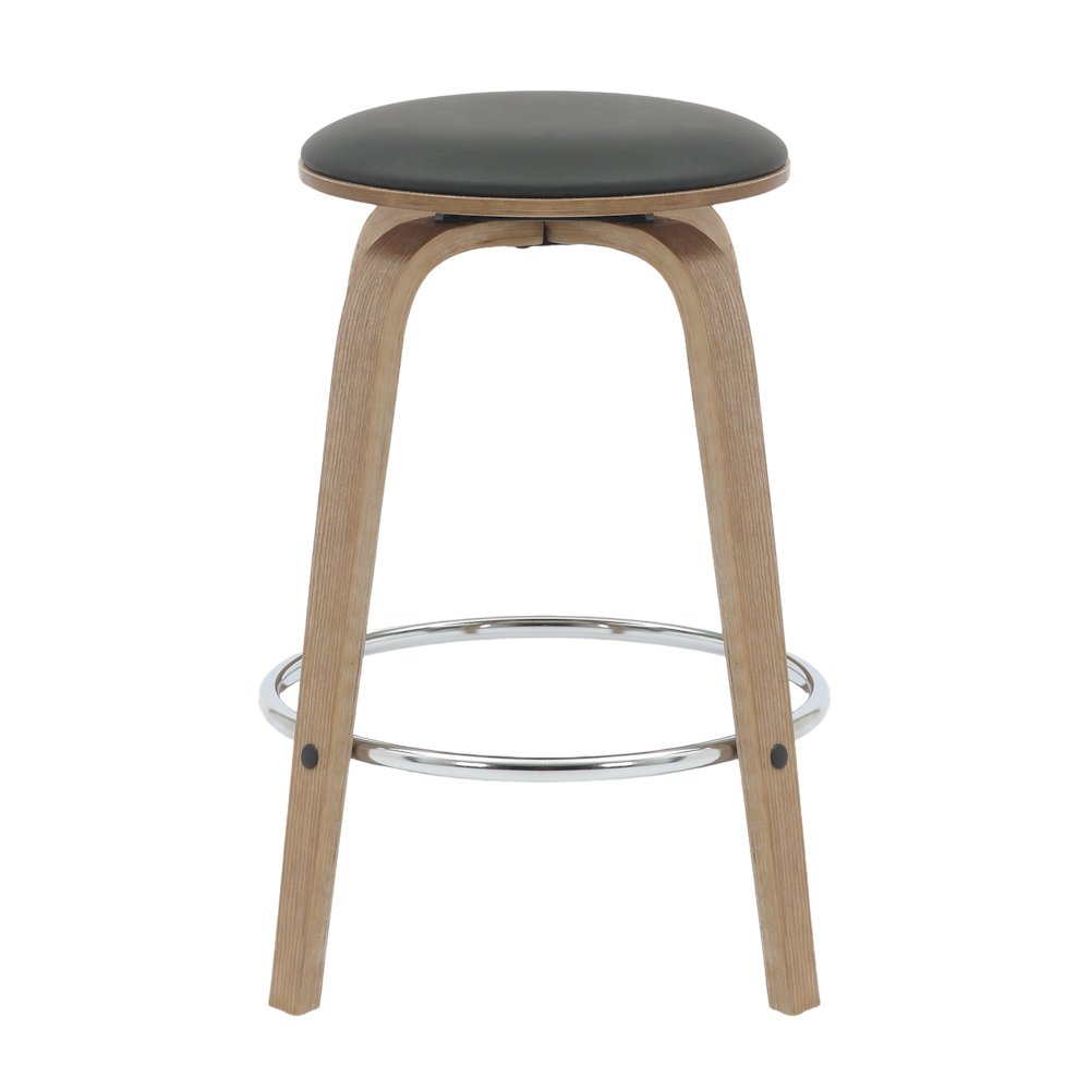 Wooden Counter Stool Pelya Collection Modern Style Washed Walnut color in Black