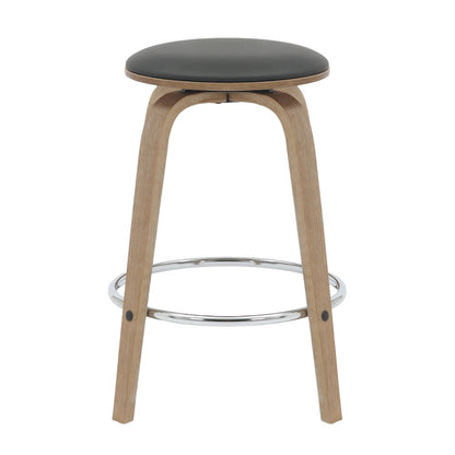 Wooden Counter Stool Pelya Collection Modern Style Washed Walnut color in Black