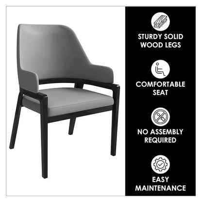 Ethora Collection Modern Wooden Dining Chair in Grey Set of 2