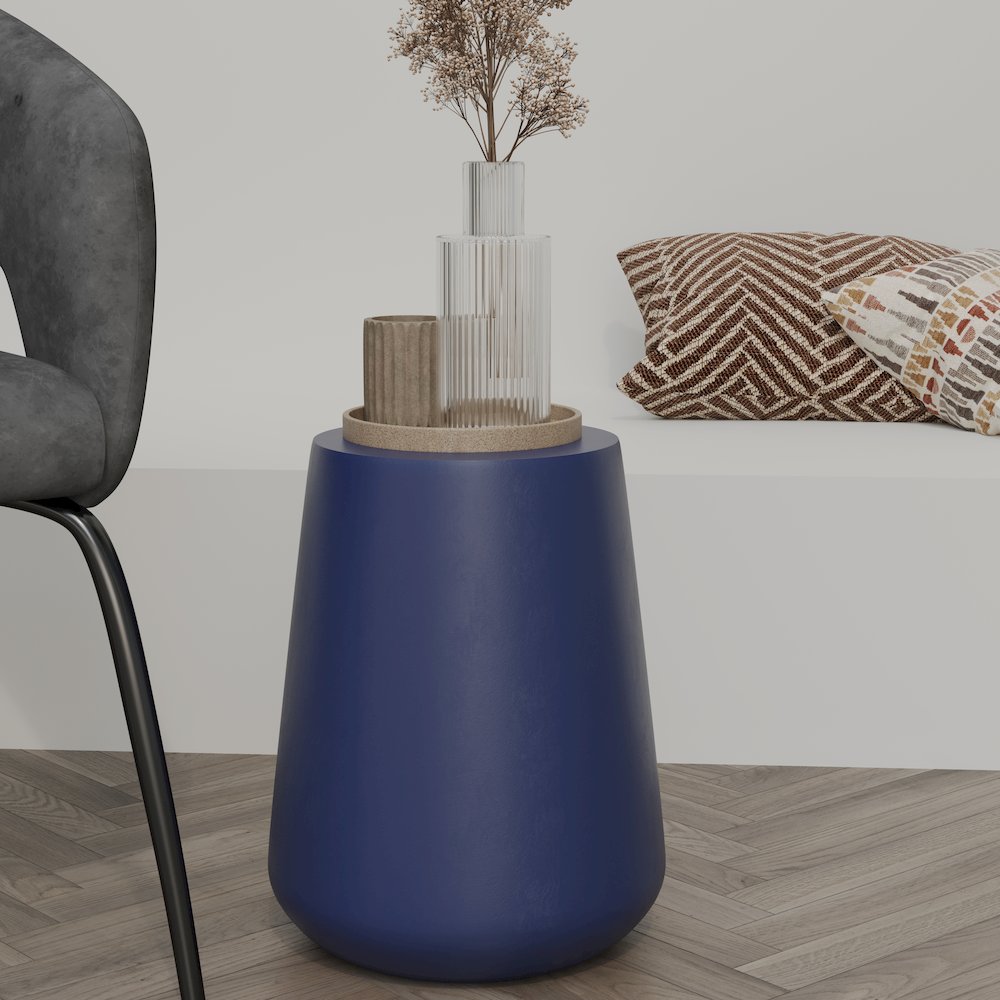 Modern Side End Table Glint Series In Saphire Blue