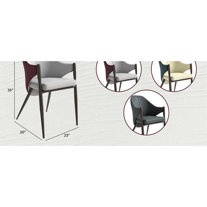 Sante Collection Modern Dining Chair in White/Bordouex