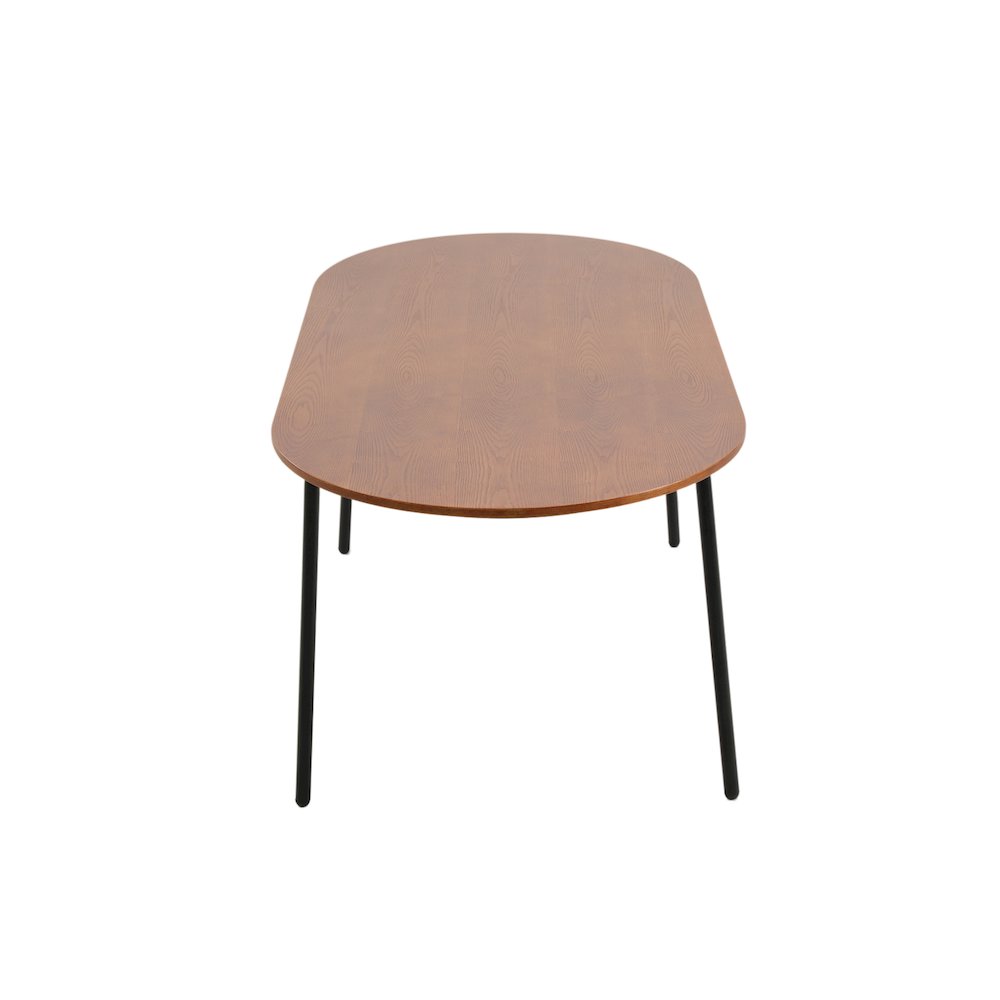 Tule Modern 71" Oval Dining Table with MDF Top and Black Steel Legs in Walnut