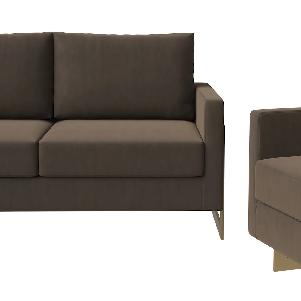 Lincoln 3-Piece Velvet Living Room Sofa Set With Gold Frame