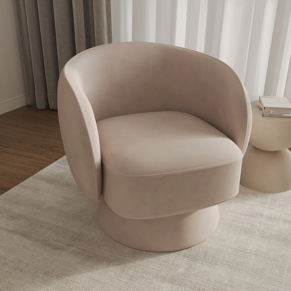 Raze Collection Modern Accent Chair in Beige Velvet
