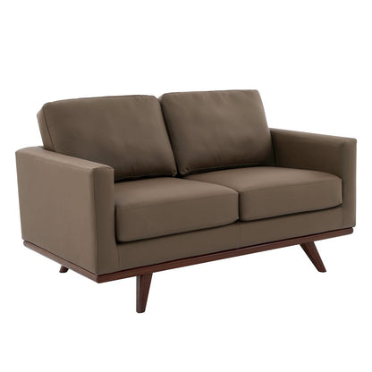 Chester Modern Faux Leather Loveseat in Taupe Leather