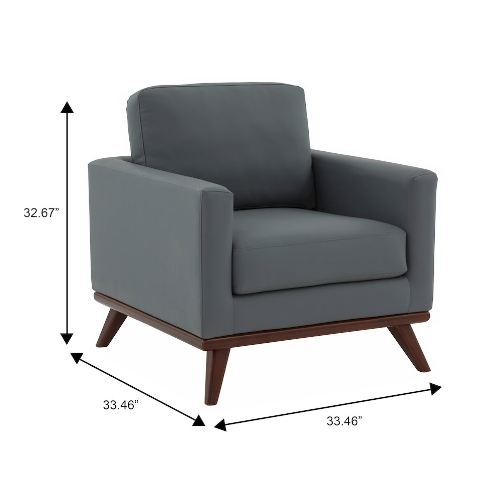 Chester Modern Leather Accent Arm Chair With Birch Wood Base