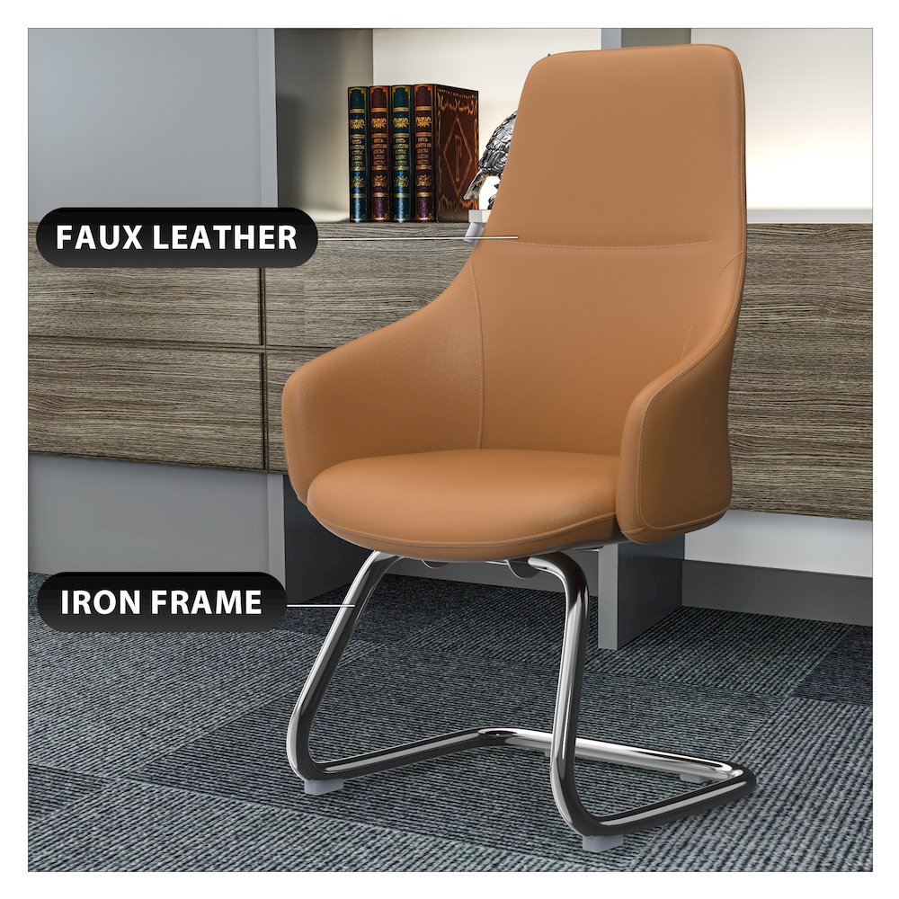 Celeste Series Office Guest Chair in Acorn Brown Leather