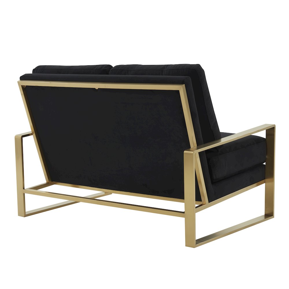 Jefferson Contemporary Modern Velvet Loveseat With Gold Frame