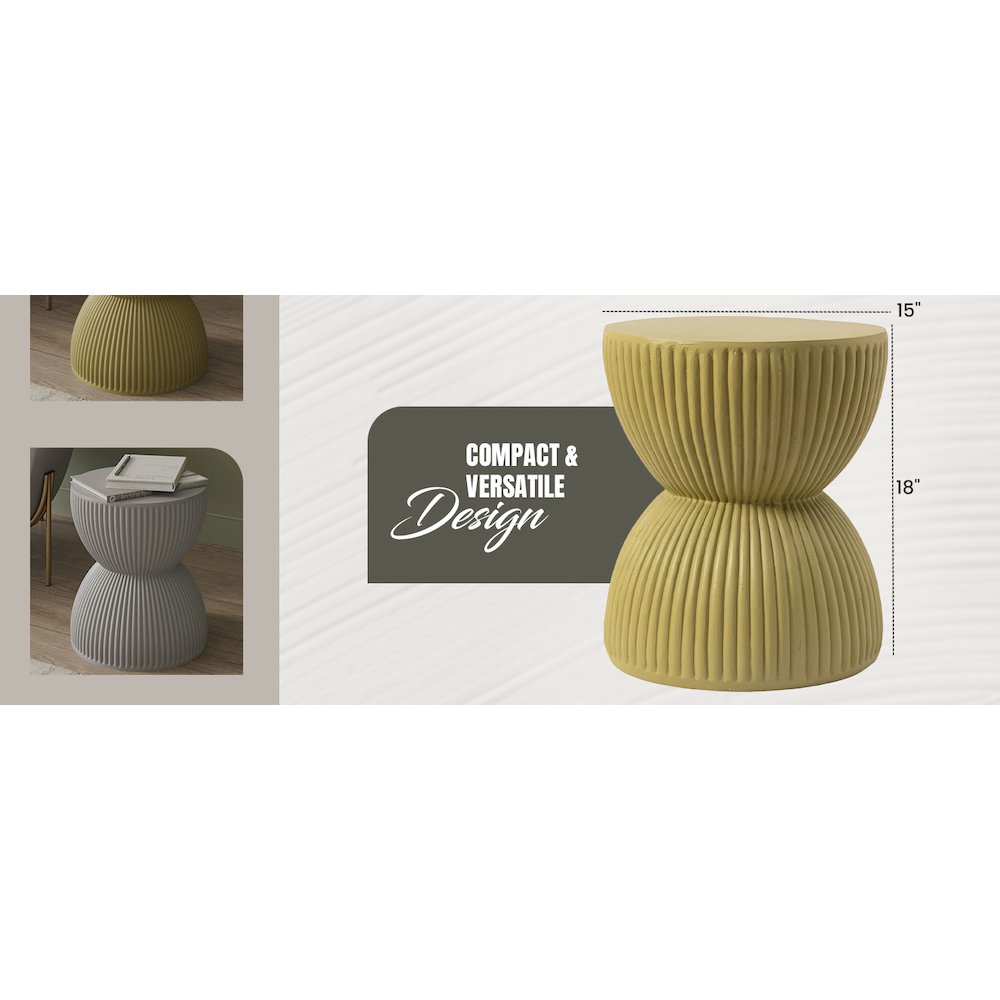 Modern Side End Table Spire Series In Olive Yellow