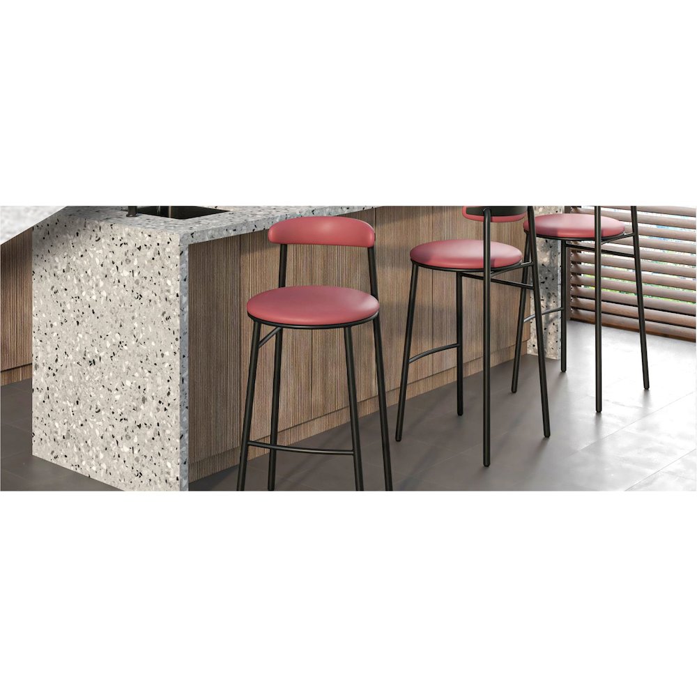 Lume Collection Modern Bar Stool in Burgundy