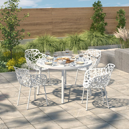 Devon Tree Design Glass Top Aluminum Base Indoor Outdoor Dining Table