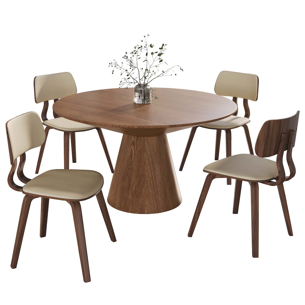 5-Piece Dining Set in Walnut/Cream