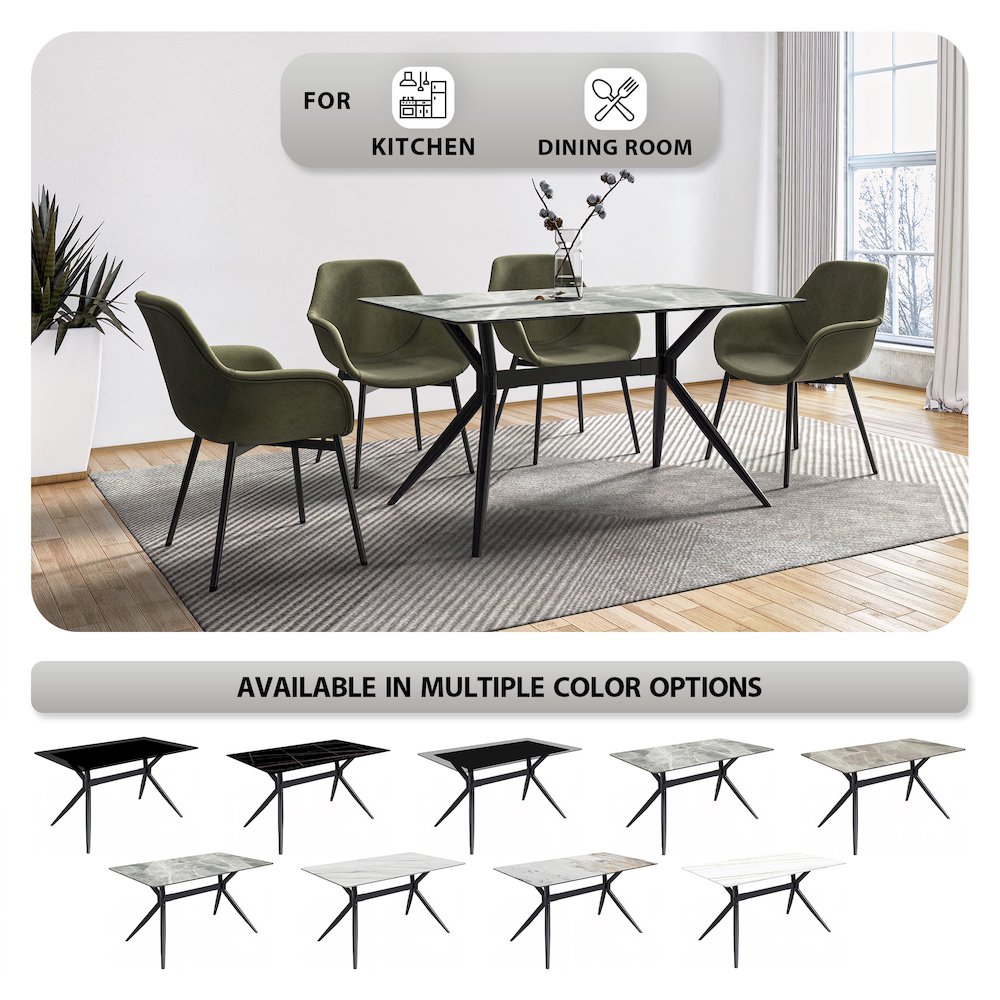 Elega Series Black Carbon Steel Dining Table